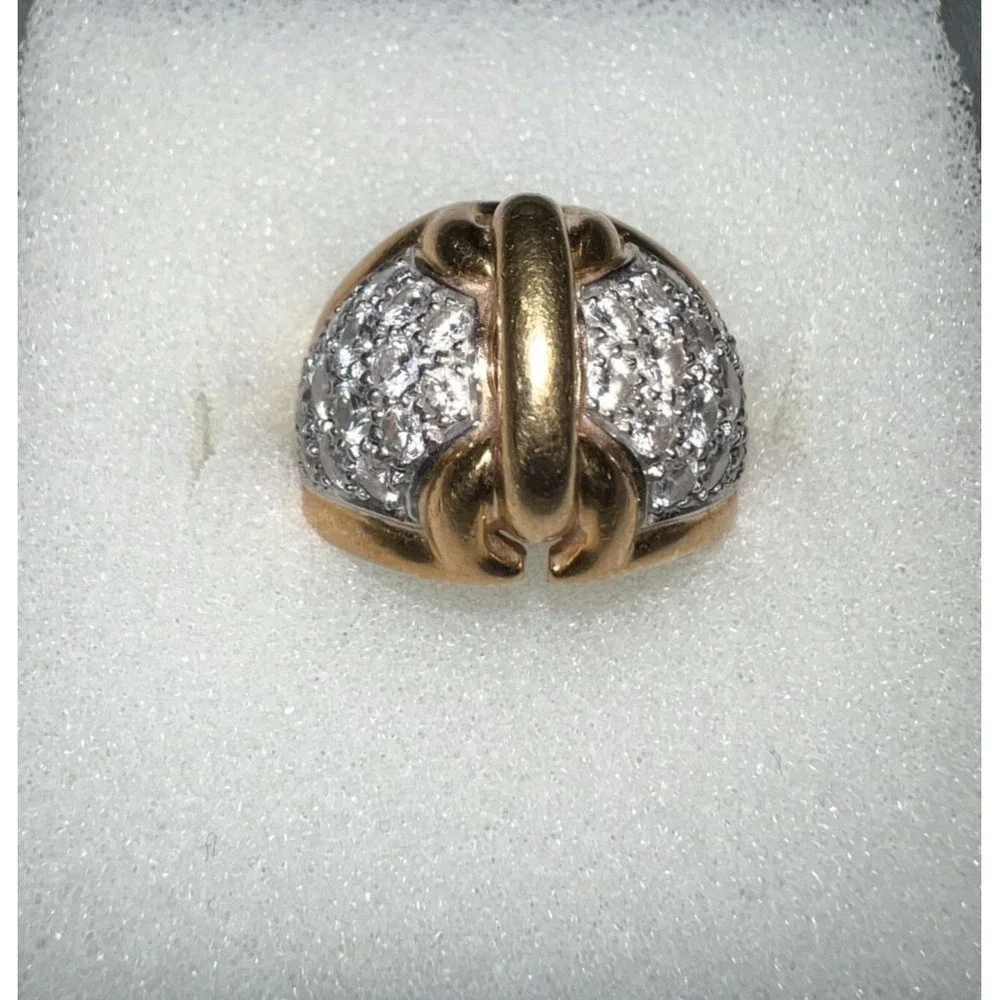 Vintage Cartier Dome Ring Sparkling Diamond Accent 18k Gold Cocktail Statement - Picture 2 of 13